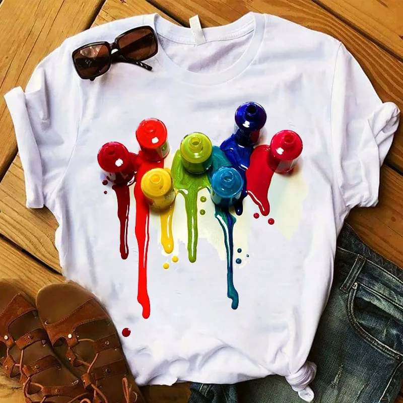 

colorful nail T-Shirts Vintage Fashion T Shirts Tops Unisex Clothing