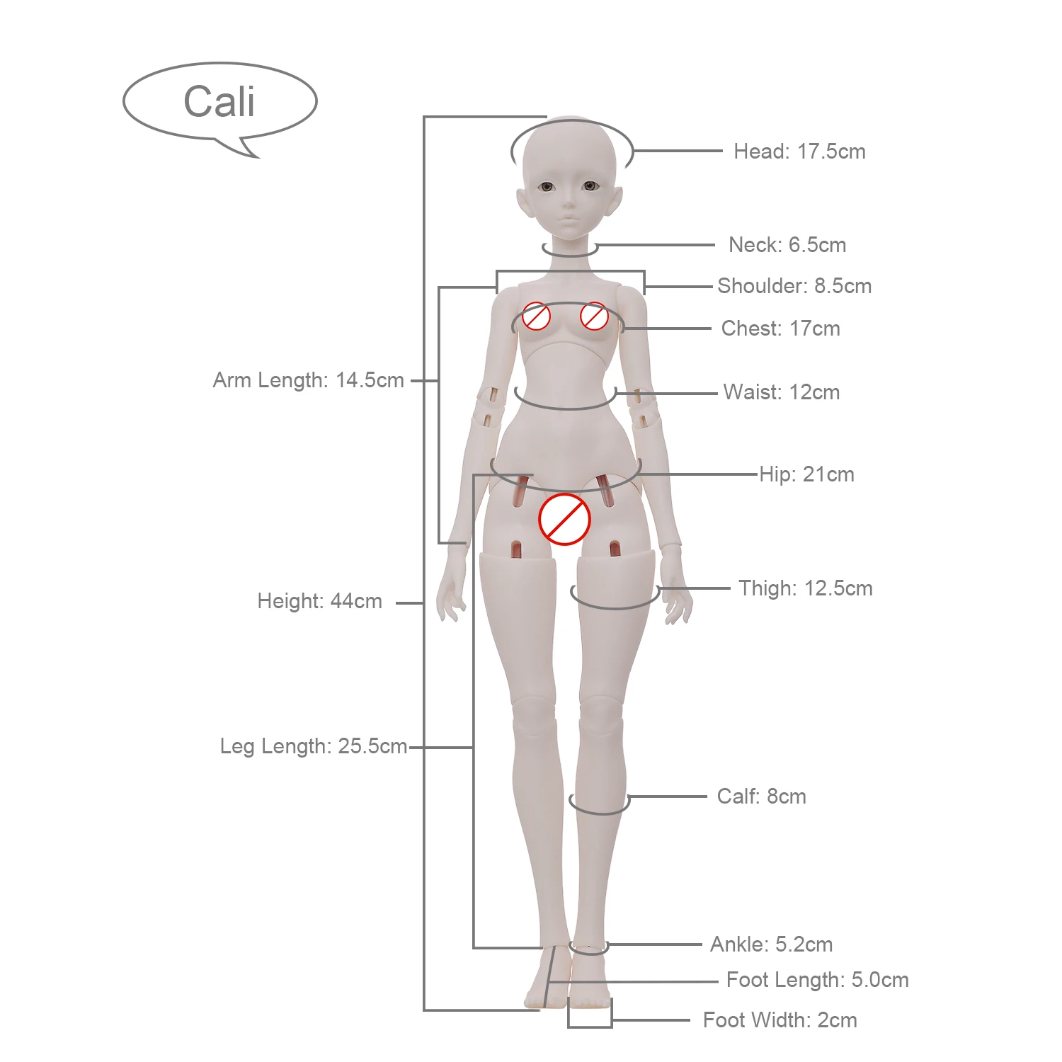 Joybjd Cali Fullset C Bambole Bjd 1/4 con Muxi Body Inheritor Femmina dalla bambola snodata a sfera con pittura a olio