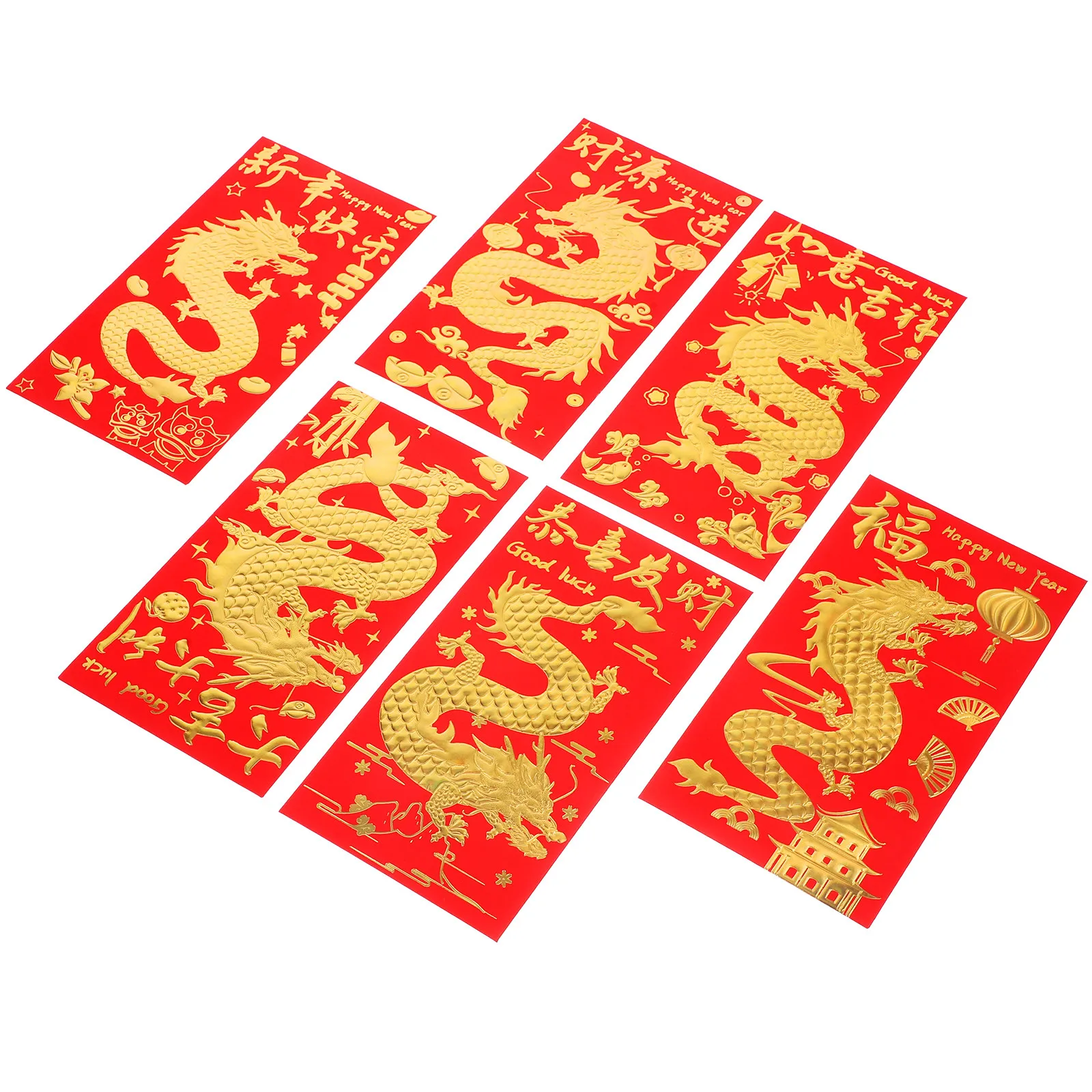 

30Pcs Red Money Envelopes Chinese Style Spring Festival Red Packets Year of Dragon Pattern Lucky Cash Pockets Paper New Year