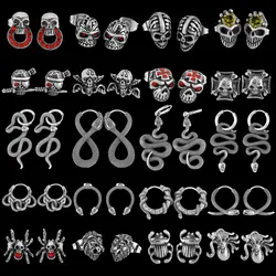 Gothic Fashion Zircon Inlay Skull Drop Earrings Creative Design Animal Spider Snake Earrings Men Women Stainless Steel Jewelry
