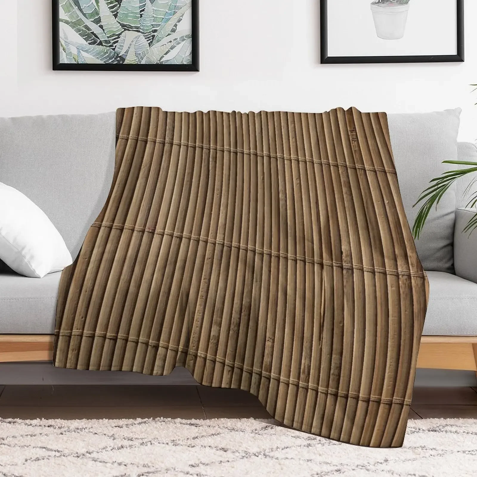 Brown Bamboo Texture Throw Blanket Stylish Couch Blanket for Home Living Room