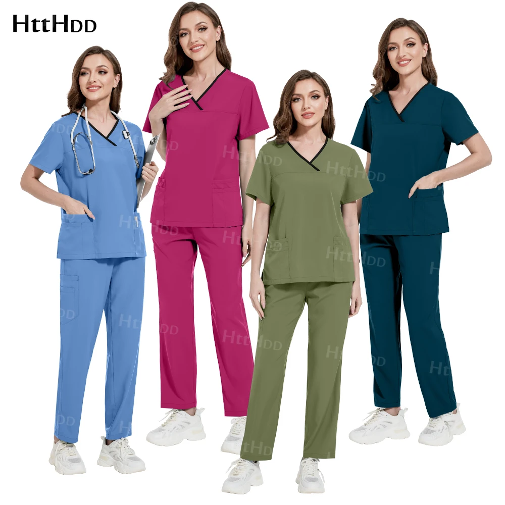 Uniforme médico de enfermería para clínica de mascotas, conjunto de trabajo de enfermera Dental, transpirable, suave, accesorios médicos