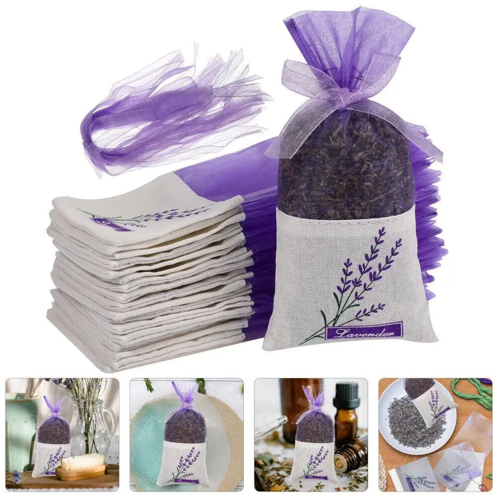 20/100pcs Lavender Empty Bag Sachets Storage Dried Lavender Flower Filled Sachets For Drawers And Wardrobes Closet Freshener