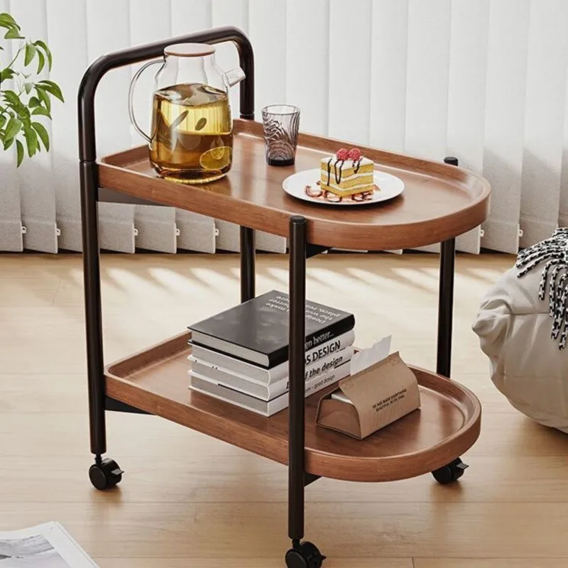 Portable Small Coffee Table Trolley Living Room Sofa Side Table Mini Table Shelf With Wheels Scandinavian Style Dining Trolley