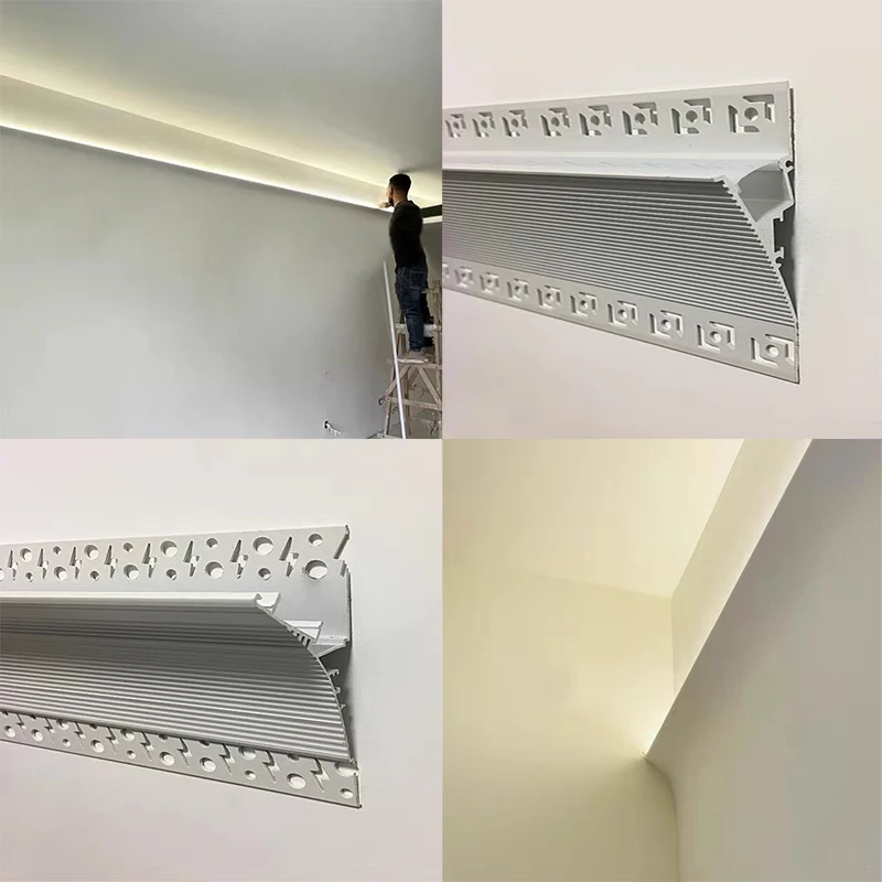 سقف مجاني LED الألومنيوم الشخصي غير مرئية بدون إطار قناة الجبس العلوي خط الزاوية مصباح الخصر الجدار غسالة الخلفية الخفيفة