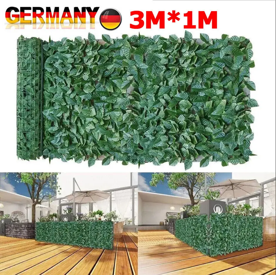 New 1x3M privacy hedge balcony mat ivy balcony fence ivy hedge wind protection