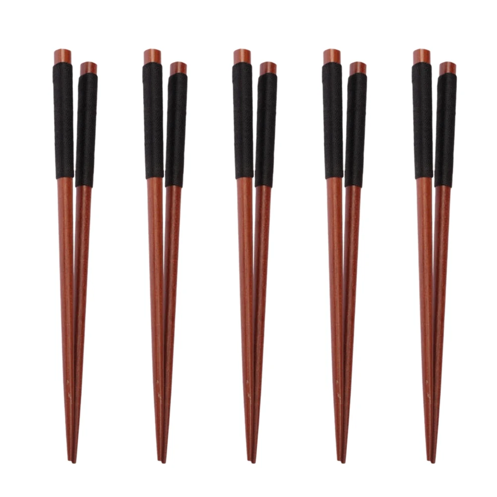 

5 Pairs Boxed Solid Wood Chopsticks Reusable Long Lightweight Anti Slip Pot Eco Friendly Dishwasher Safe Sturdy