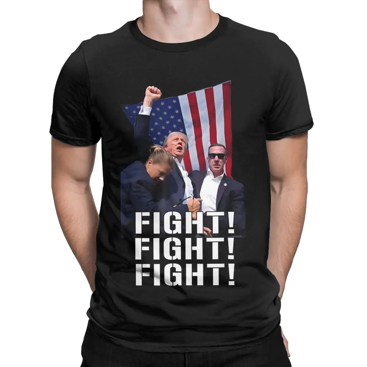 Men's Trump Fist Pumped Fight Pray America T Shirts 2024 Fight Cotton merch Novelty Short Sleeve Crewneck Tee Summer T-Shirts