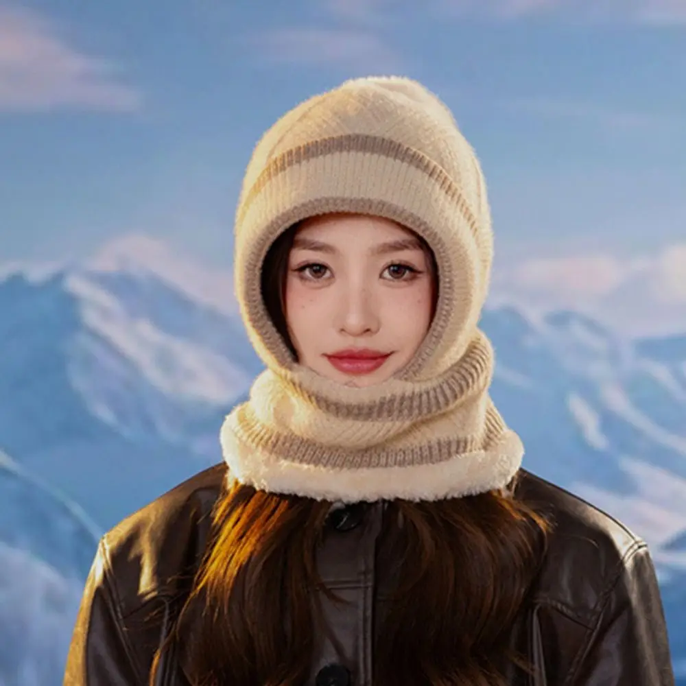 لطيف زائد القبعات القطيفة وشاح مجموعة طبقة مزدوجة يندبروف الأذن حماية قبعة قبعة دافئة المرأة