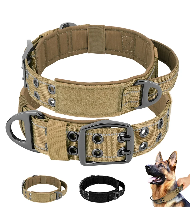

Military Tactical Dog Collar Nylon Wide Pet Training Collars Necklace With Handle Strong For Medium Large Dogs French Bulldog