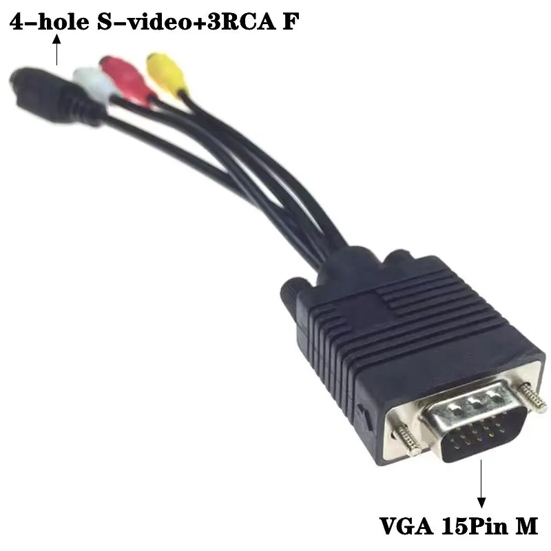 VGA To AV Conversion Cable VGA To S Terminal 4-Hole S-Video Adapter Cable 3RCA Lotus Audio And Video Three Color Cable