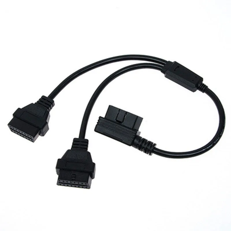 

16-pins Fully Powered One-to-two Connecting Line L-shaped OBD2 One-to-two Extension Cable Elbow Obd Extension Cable