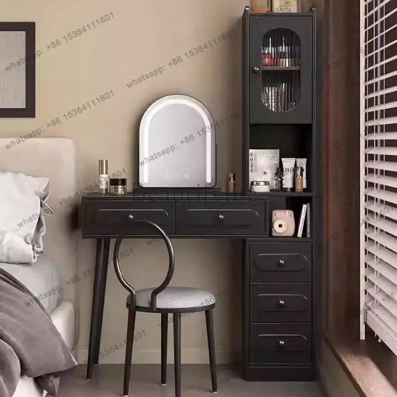 

Medieval Girls Woman Dresser Drawers Bedroom Vanity Makeup Table Small Mirror Apartment Integrated Stool Penteadeira Furniture