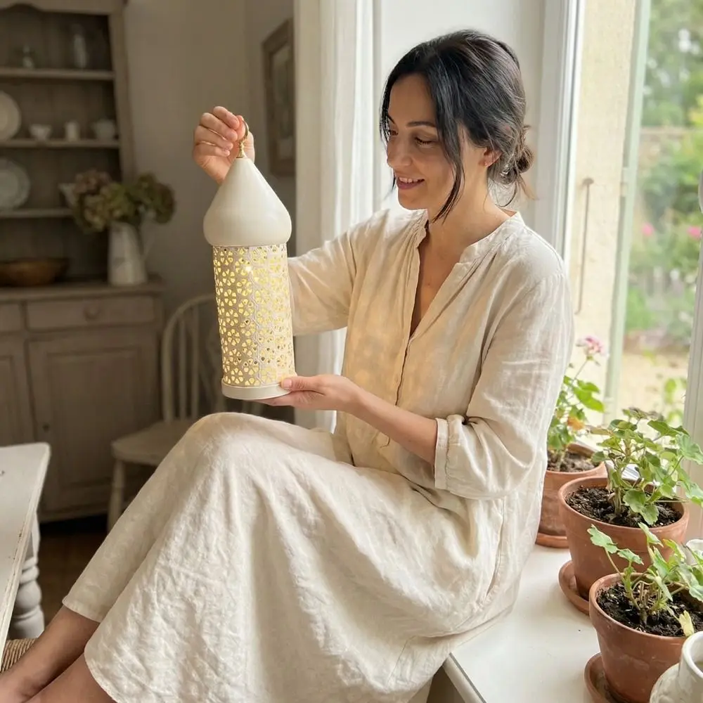 

Винтажный ночник для Рамадана, традиционный фонарь на батарейках в стиле Ид Мубарак, металлический каркас, ближневосточный стиль