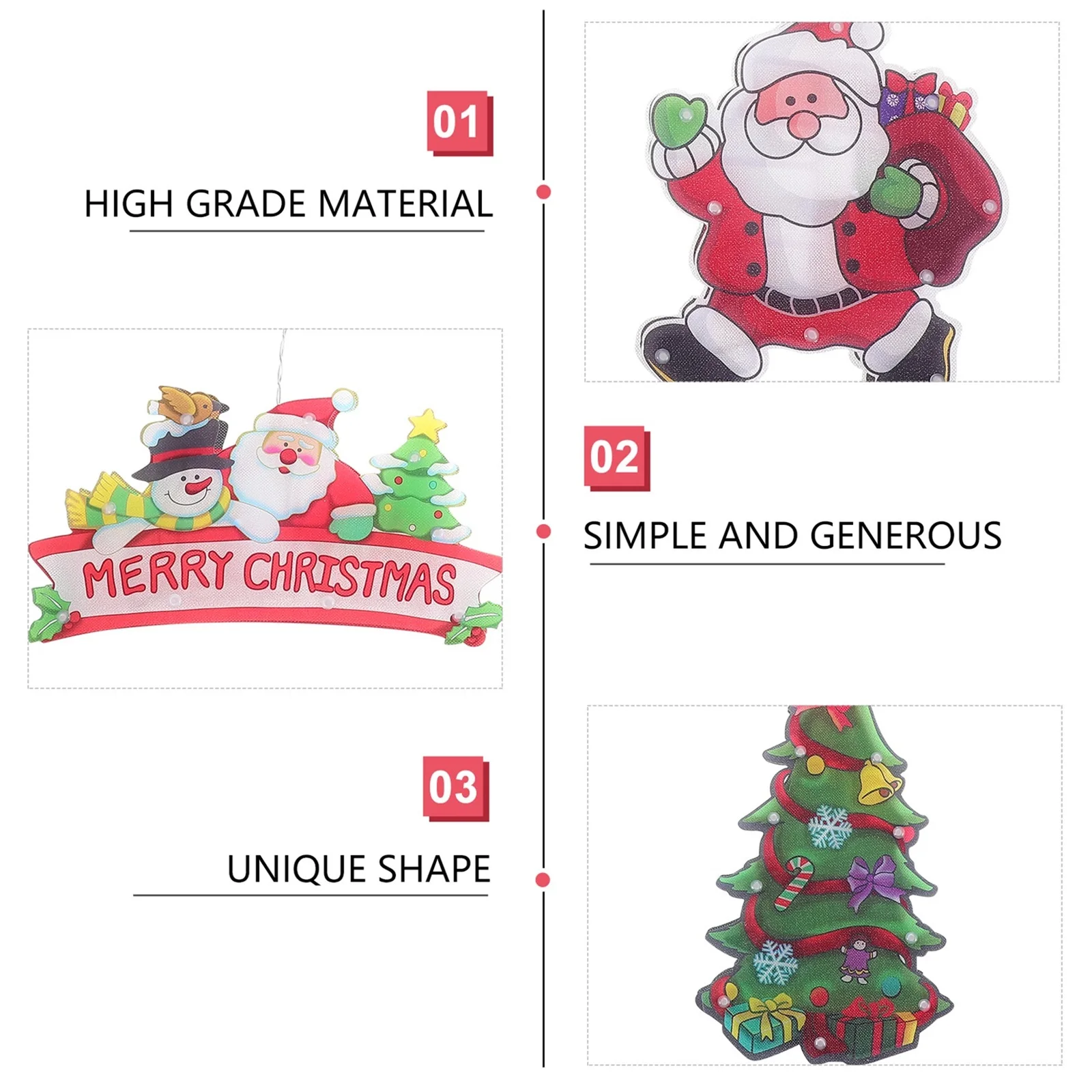 

3Pcs Christmas Decorative Lamps Suction Cup Lights Holiday Scene Xmas Party Window Light Christmas Suction Light