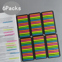 6 Packs  Transparent Sticky Notes Tab Self-Adhesive Kawaii Clear Bookmarkers Annotation Books Page Marker Stationery