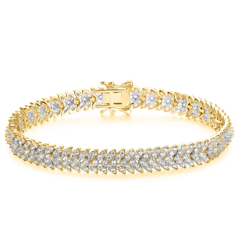 

14K Gold Charm Flower Lab Diamond Bangle Bracelet Engagement Wedding Bracelets for Women Bridal Trendy Party Jewelry Gift