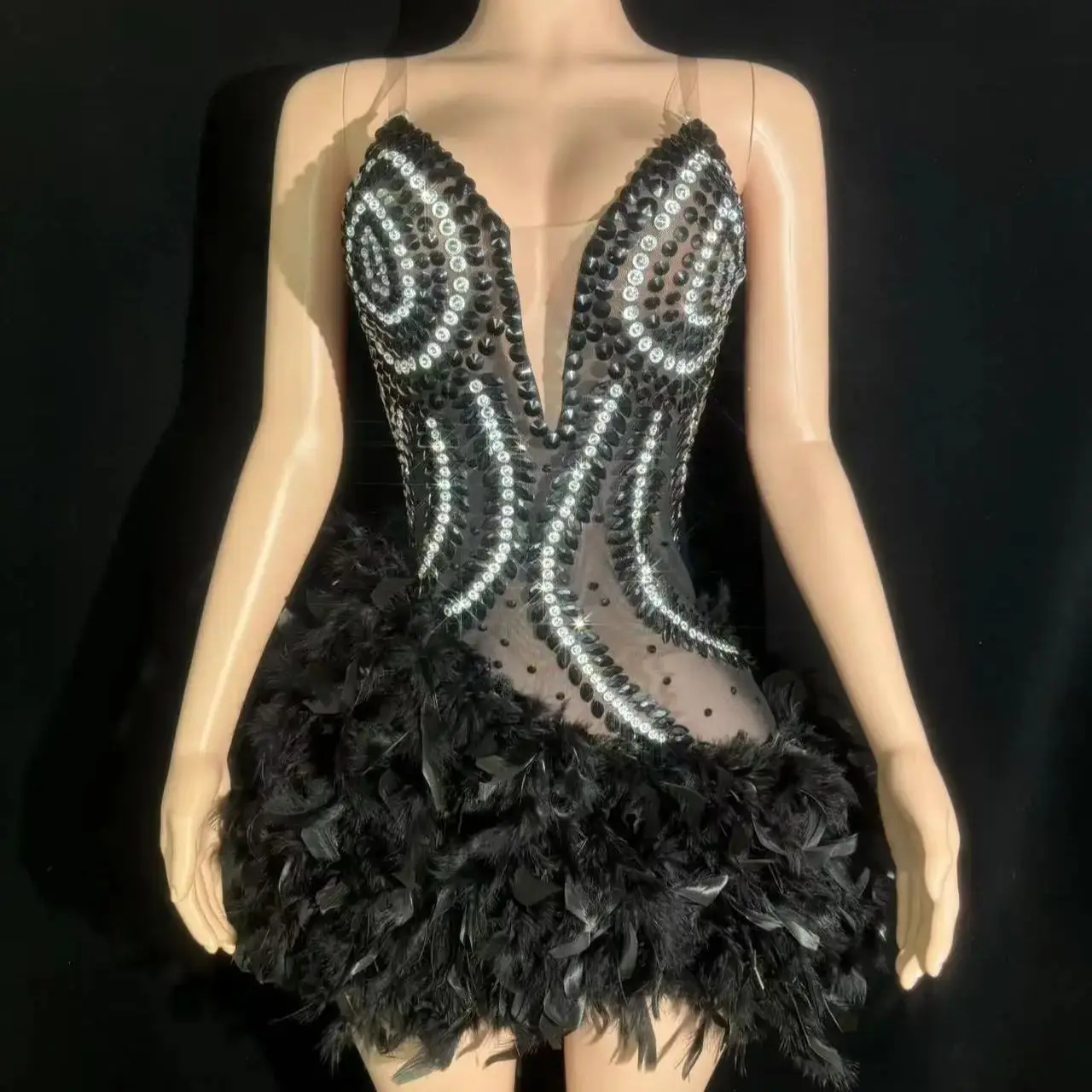 Vestido de fiesta largo de sirena sin tirantes, traje elegante de noche con cordones, color negro, 2024