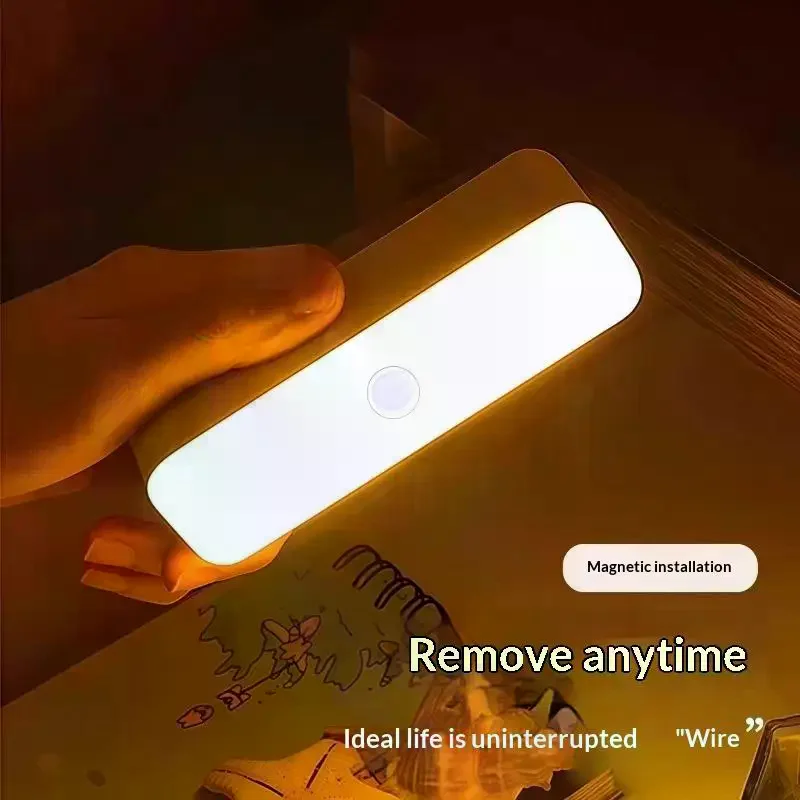 Wireless LED Night Lights USB Rechargeable Three Colors Magnetic Wall Lamp For Wardrobe Room Closet Kitchen Learning Desk Lamp view 4
