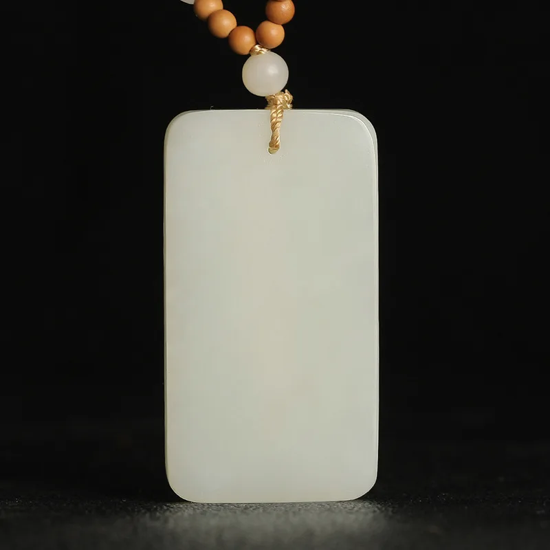 

Fine Jewelry Natural Hetian Nephrite Jade Wudao Guanyin Necklace Double Dragon Lotus Pendant