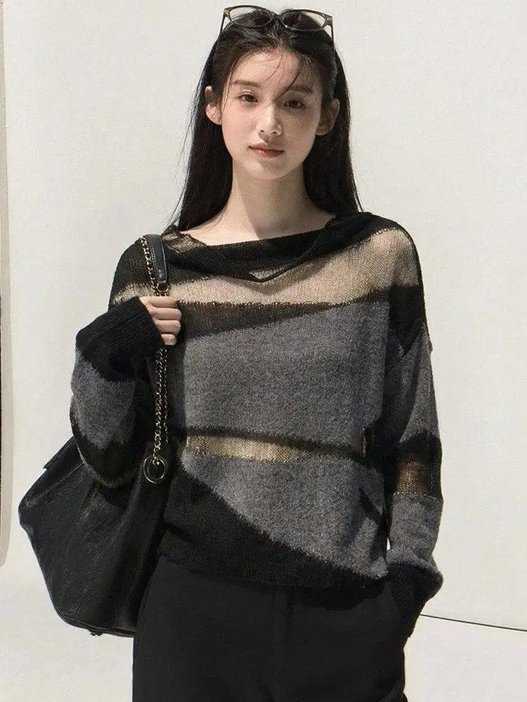 

Вязаный свитер Bla Me Design с ажурным узором для женщин, уникальный и красивый, для весеннего повседневного образа, стандартный крой