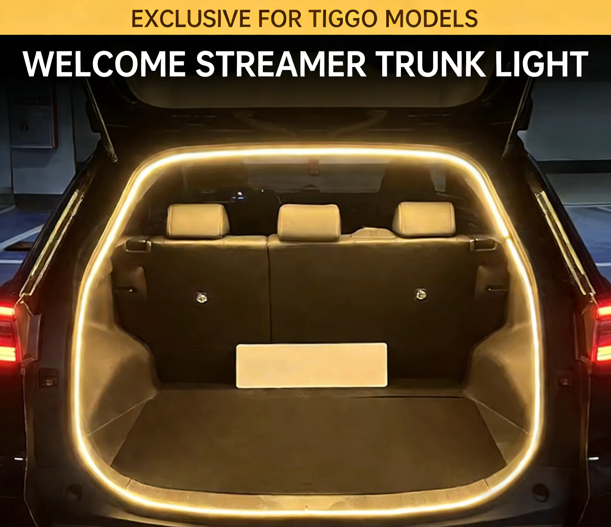 

For Chery Tiggo 2 3 5 7 8 Pro etc. Rear Trunk LED Light Bar White Warm White Car Trunk Modified Atmosphere Lamp Lighting Strip