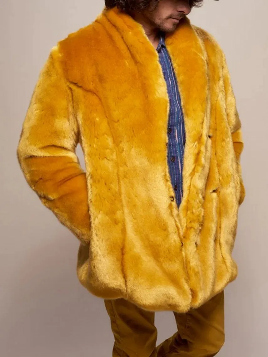 メンズフェイクファーコート,イエロー,ファッショナブル,個性,快適,ラージサイズ