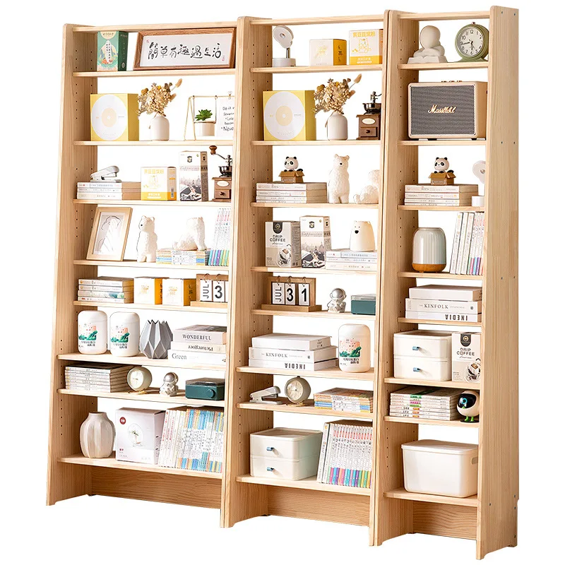 

Simple solid wood bookshelf Floor-to-ceiling bookcase Children's reading area Picture book shelf Wall shelf