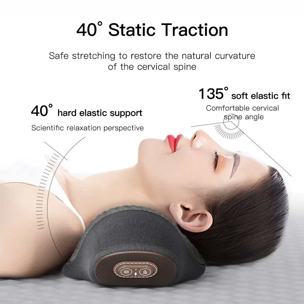 Ohio eur cervical électrique à vibration chauffante, oreiller en mousse à mémoire de forme, traction du dos, relaxation du sommeil, soutien de la colonne vertébrale