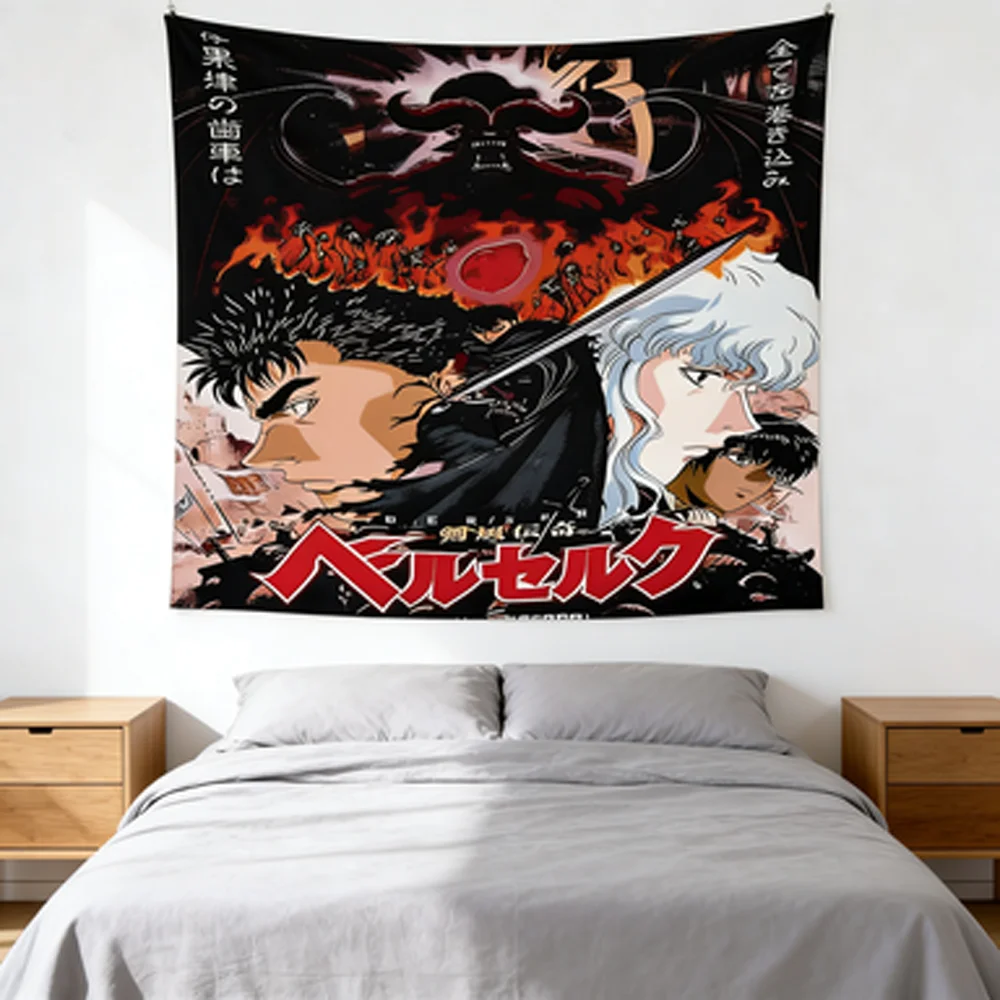 Berserk Anime Wall Tapestry Guts Griffith Dark Fantasy Art Decor Wall Hanging for Bedroom Living Room Home