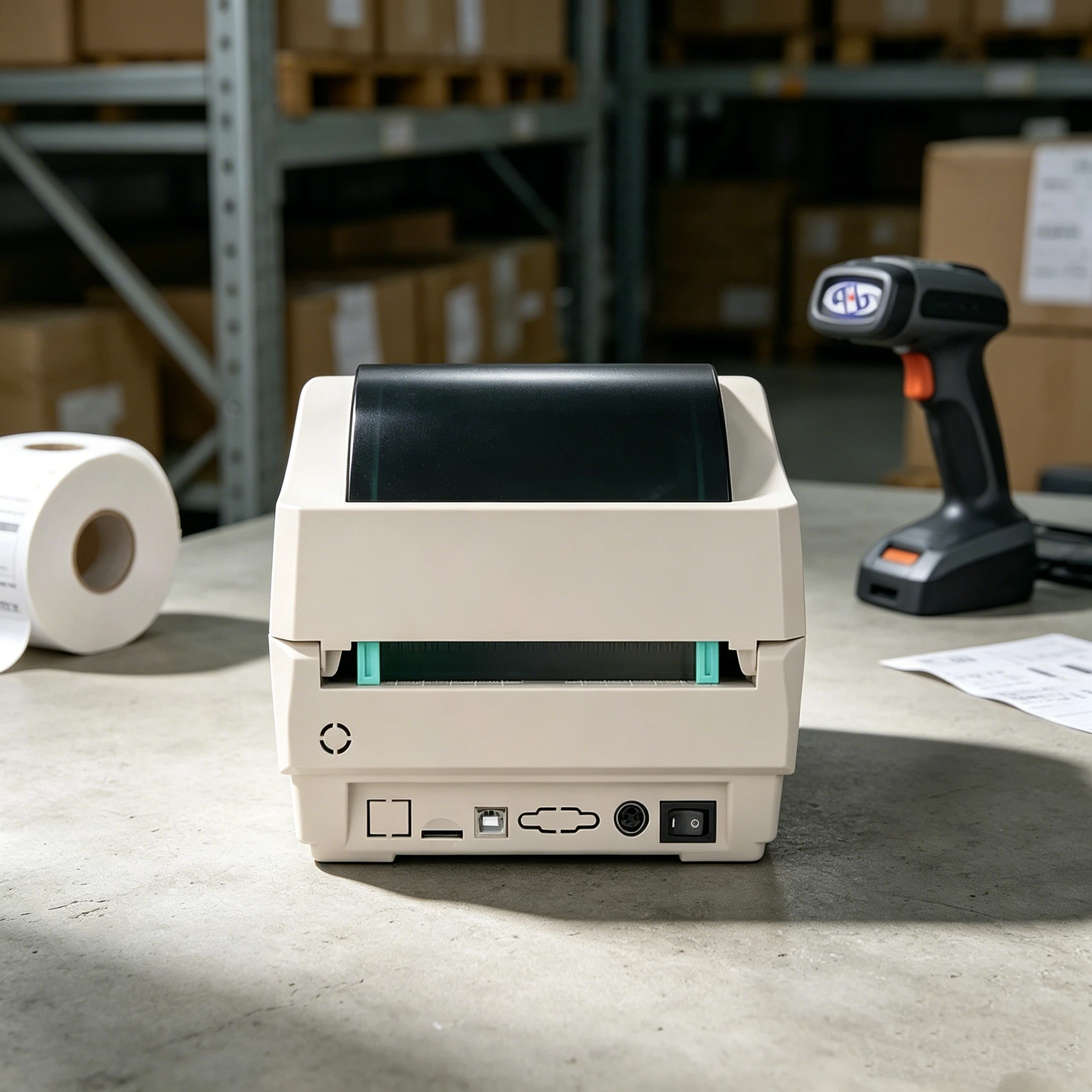 4 Inch USB Thermal Tag Printer, 203DPI 110mm Width, 8dots/mm, Print 1D 2D Barcode Adhesive Labels