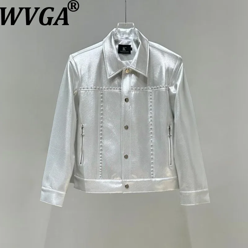 

WVGA Spring Autumn New Man Tide High Street Beaded Trendy Short Jacket Pockets Niche Chic Casual Padded Shoulder Coat Ins W12610