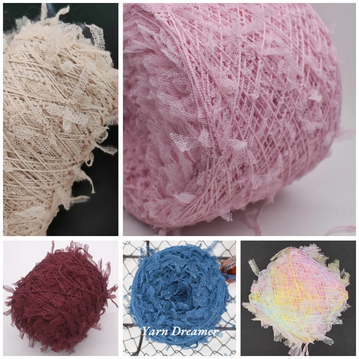 

11 Colors - Net Fabric Crochet Yarn accessories Fluffy Lace Knitting Yarn Beige Black White Pink Yarns for Knitting and Crochet