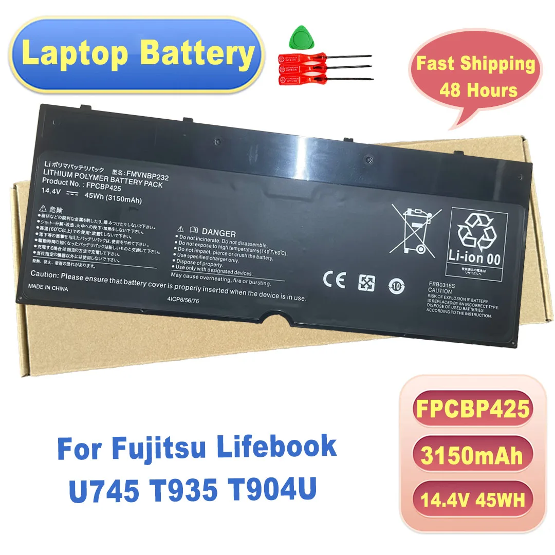 For Fujitsu Lifebook U745 T935 T904U Laptop Battery FPCBP425 FPB0315S FMVNBP232 14.4V 45WH 3150mAh