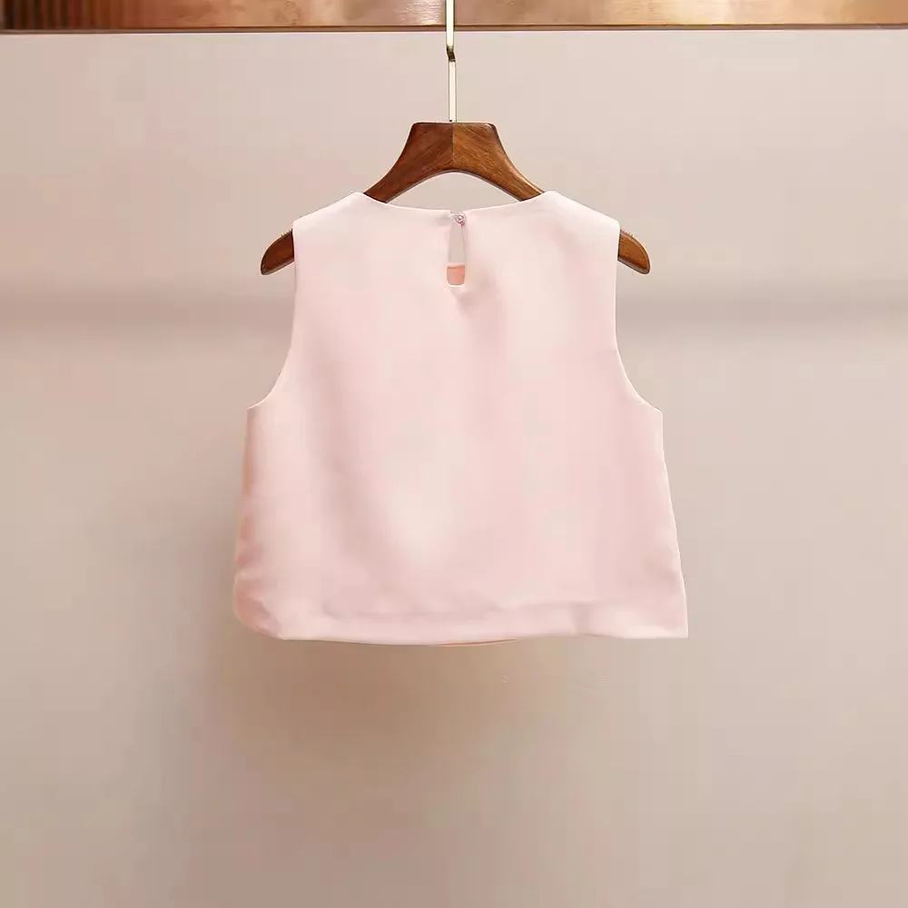 High-End-Damen-Faion-Set mit diamantbesetzter Weste und Ter-Rock, zweiteiliges Set, Ele Lady Sle Summer Collection