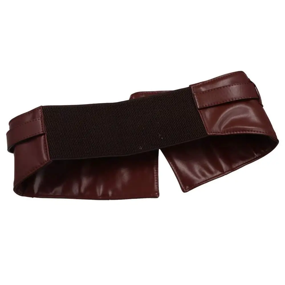 Gothic Adjustable Elastic Cummerbunds Solid Color Elastic Wide Belt PU Leather Waistband Waist Corset Girl