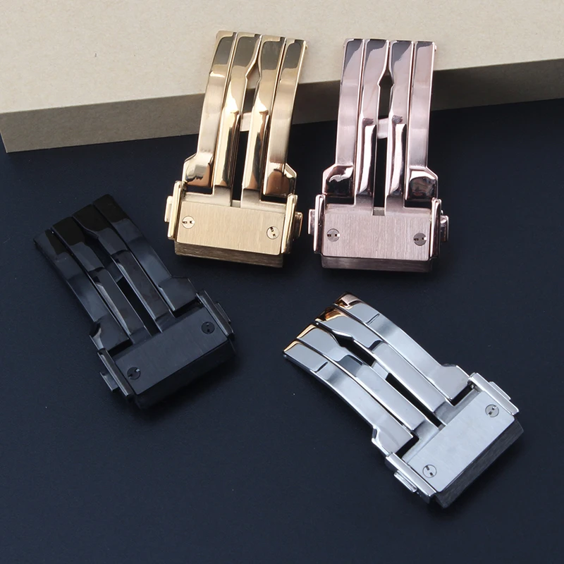 

solid stainless steel deployment clasp for Hublot Big Bang 18 20 22 24mm black silver rose gold watch buckle metal accessory