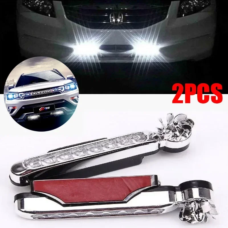 1/2pcs Wind Powered Car Running Light LED DayTime Running Light Auxiliary Lighting Rotation Fan Lamp Day Time Headl Parts