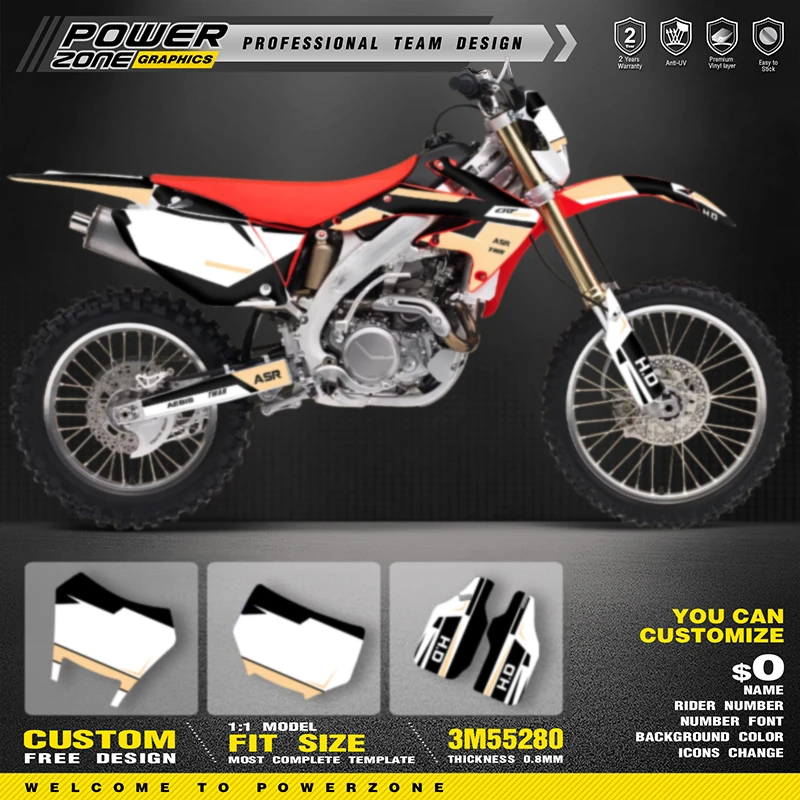 

PowerZone пользовательские графические фоны для команды наклейки наборы для HONDA CRF450X 2018 2017-2005
