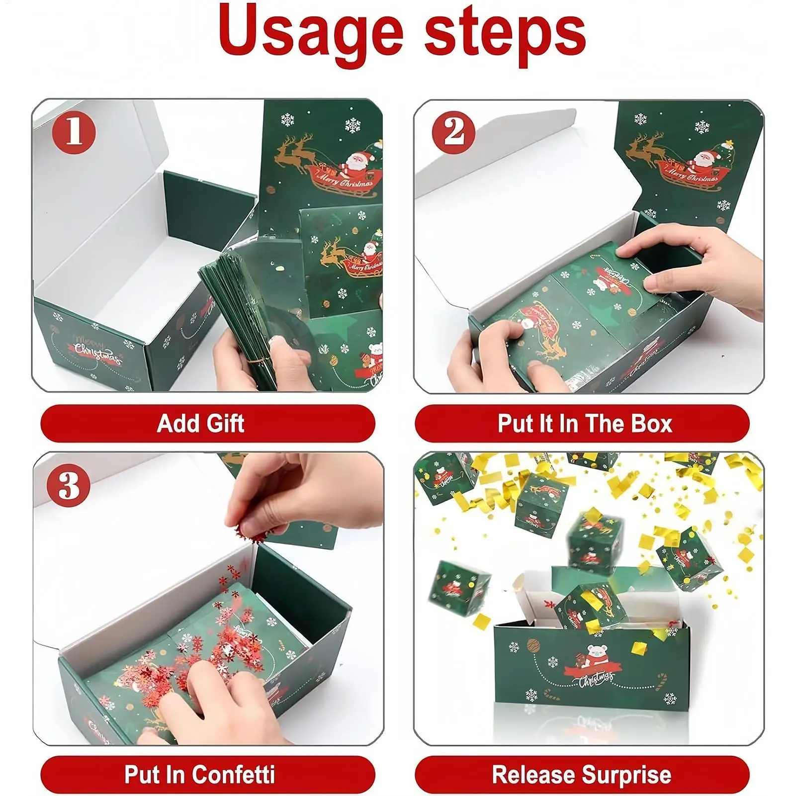 

Christmas Bouncing Money Box Decorative Bouncing Memorial Case Folding Holiday Photo Box For Kids Adults Christmas Holiday