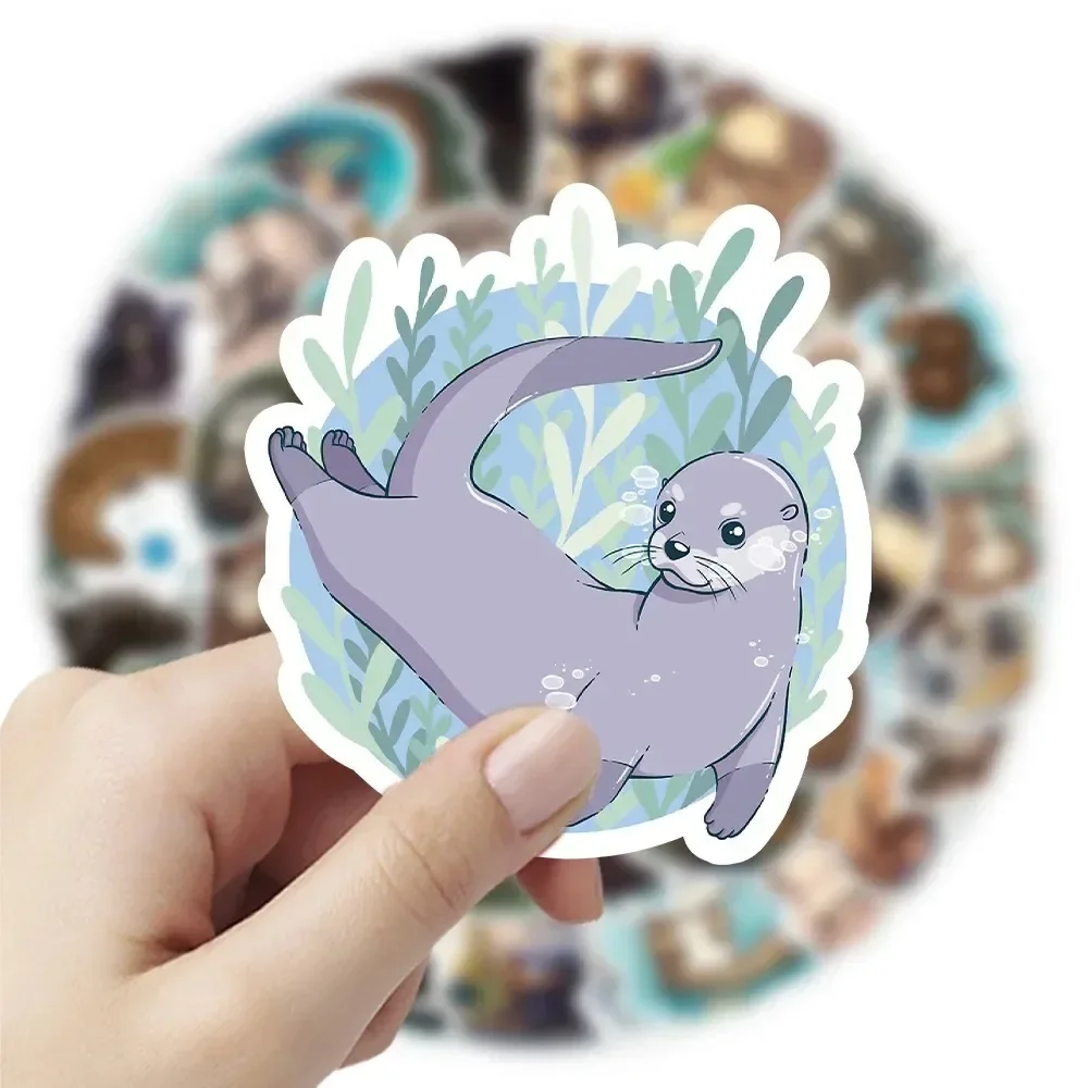 10/50Pcs Cute Animal Otter Animal Decorative Stickers for DIY Scrapbooking Diary Stationery Album Bank Beaver Stickers Decal