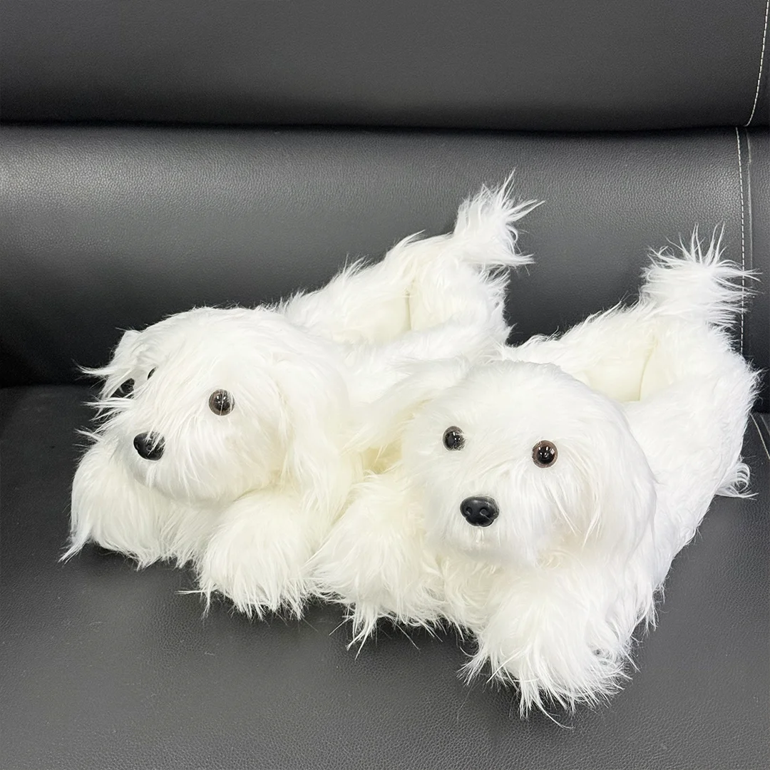 

Пушистые тапочки TreasuringU Bichon Frise, зимняя обувь с рисунком собаки, милая домашняя плюшевая обувь, теплая обувь на платформе, Рождественский подарок