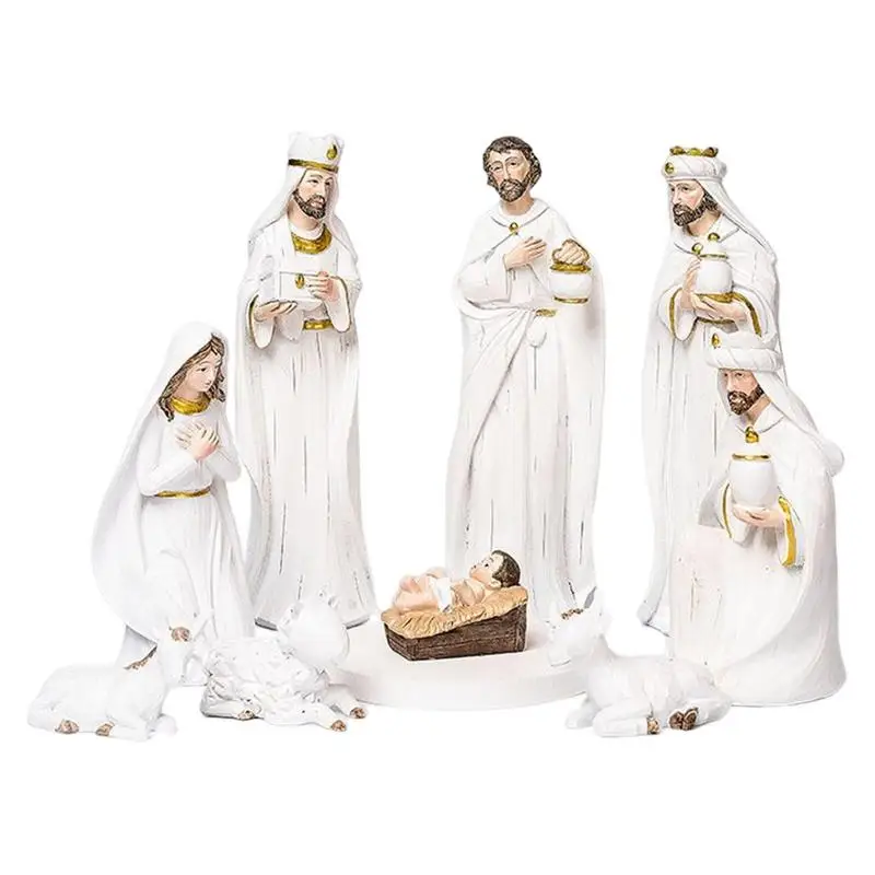 2023 Birth Christmas Crib Nativity Scene Figures Catholic Christian Decor Home Decoration Orthodox Manger Church Utensils Jesus