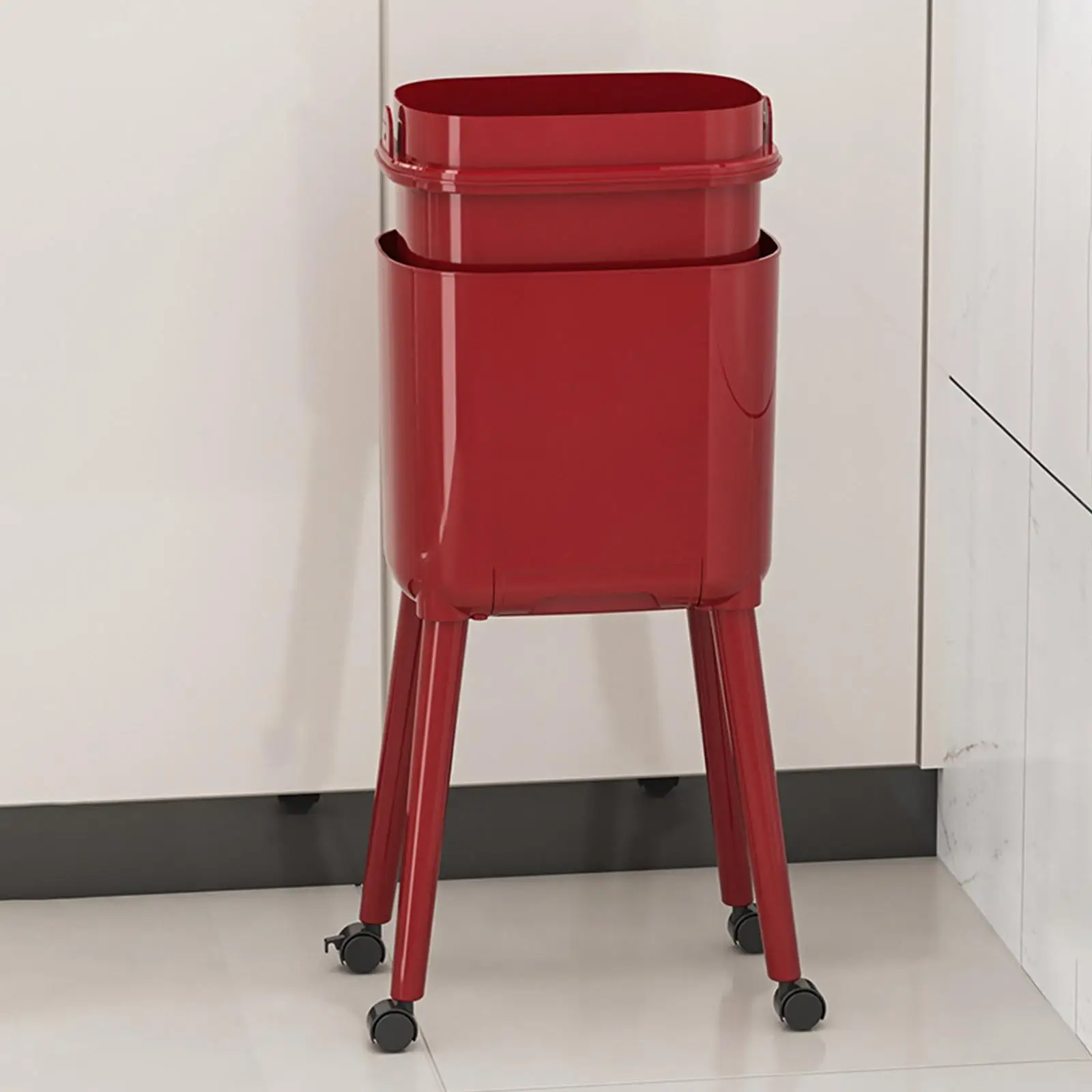 Trash Can Garbage Bin Simplistic Multifunctional with Press Type Lid Waste Basket for Living Room Dresser Office Bathroom