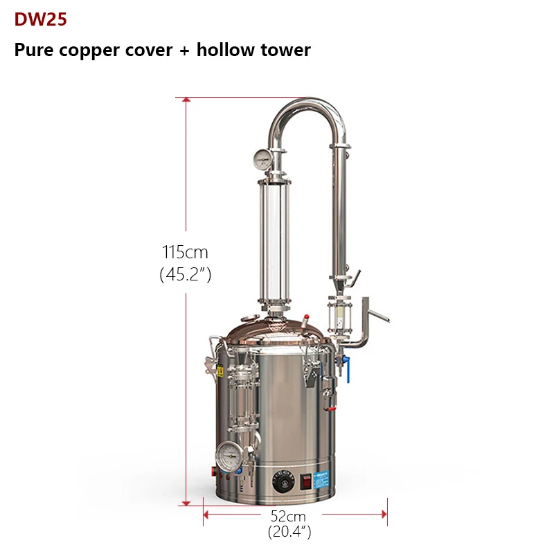 High Quality Alcohol Distillation Small  25L  Copper Distillation Equipment Moonshine Distiller Distillery