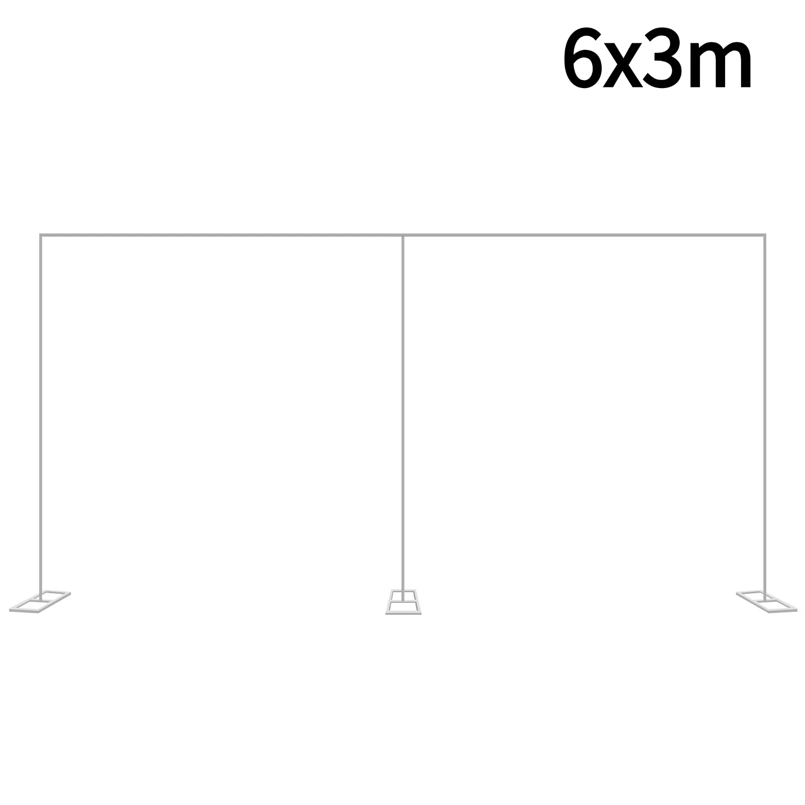Supporto per Sfondo Matrimoniale 6x3m Autoportante in Ferro Zincato Resistente con 3 Basi per Decorazione Feste e Photo Booth
