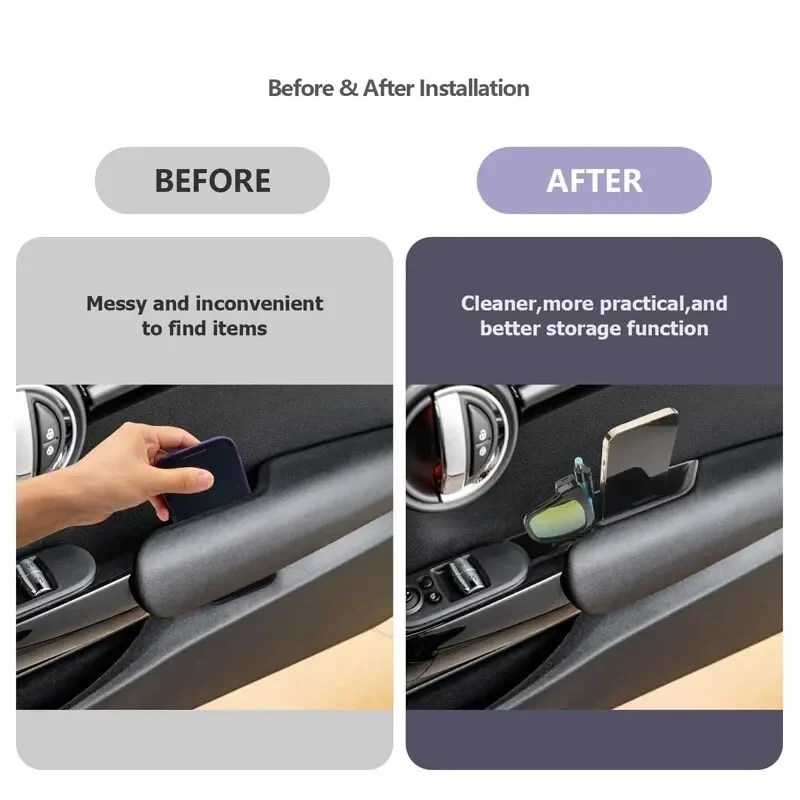 Storage Box For Mini Cooper F56  F55 For Car Door Handle Support Front And Rear Hold Phone Key Seat Organizer Box Car Accessorie