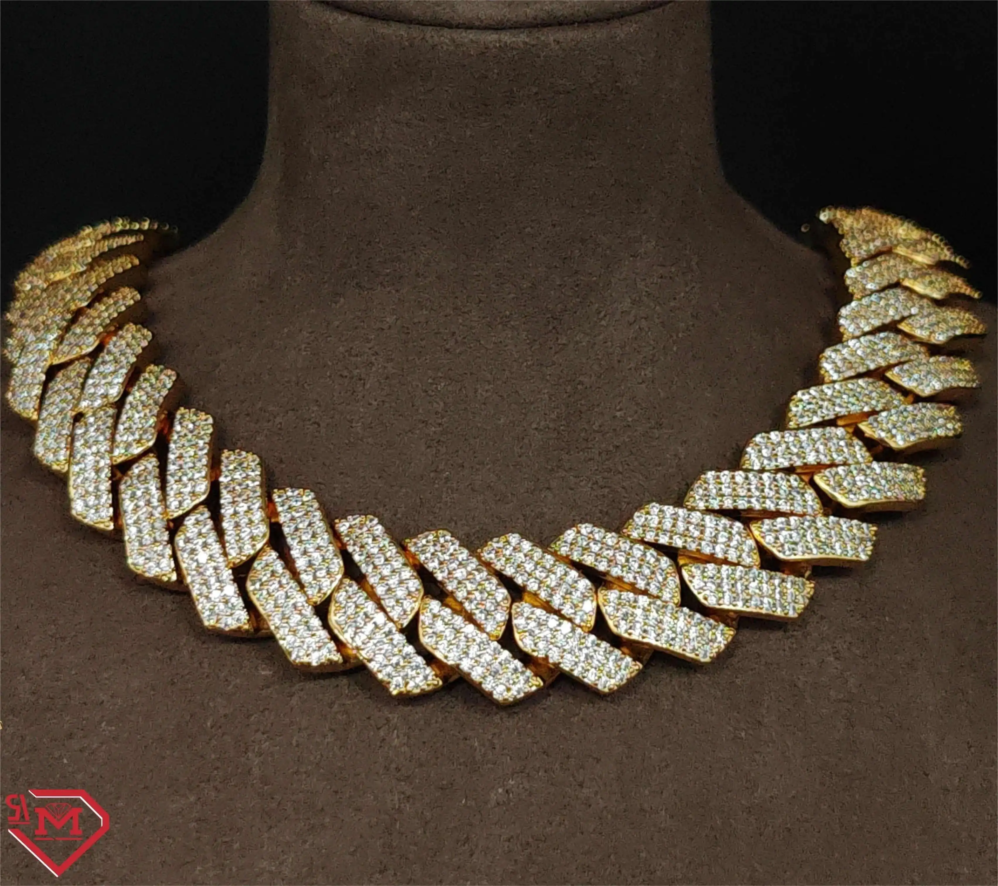 

Luxury Big Cuban Chain 20mm Super Sparking Heavy 3 Row Hiphop 925 Sterling Silver Moissanite Cuban Link Chain