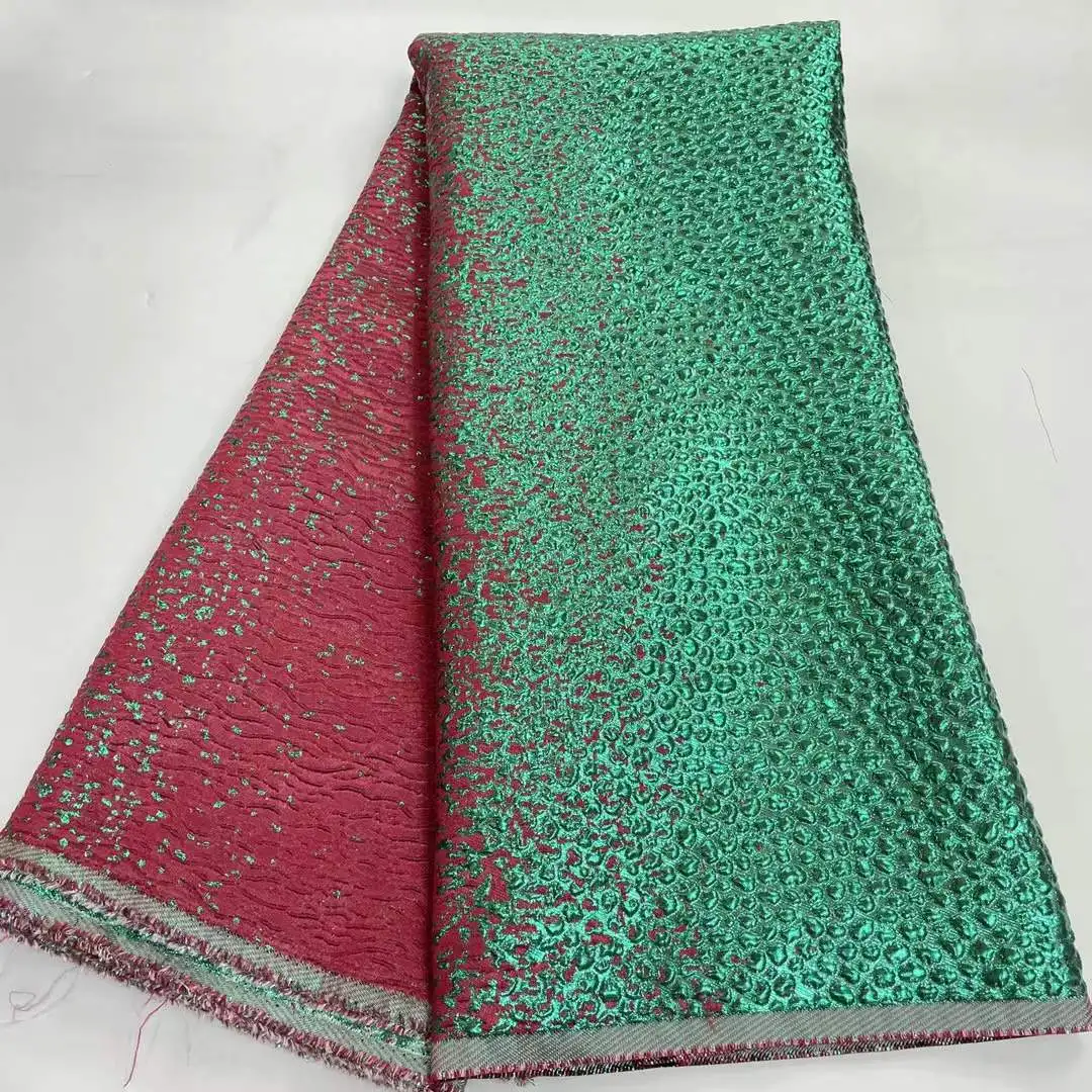 

Luxury 2025 High Quality African Nigerian Gilding Tulle Lace Fabric Organza Embroidery Brocade Jacquard 5Yards For Party Gown