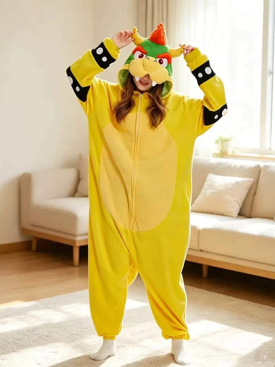 Kigurumi Koopa XXL dla dorosłych, damskie piżamy, kostium cosplay z kreskówki na Boże Narodzenie, Halloween, odzież do spania, anime, odzież domowa, piżamy — 2